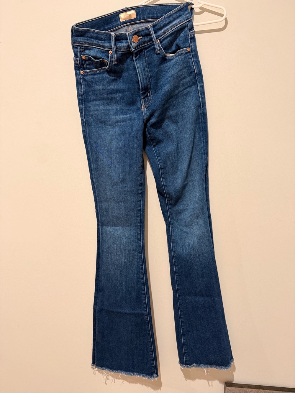 MOTHER Indigo Flare Jeans with Raw Hem